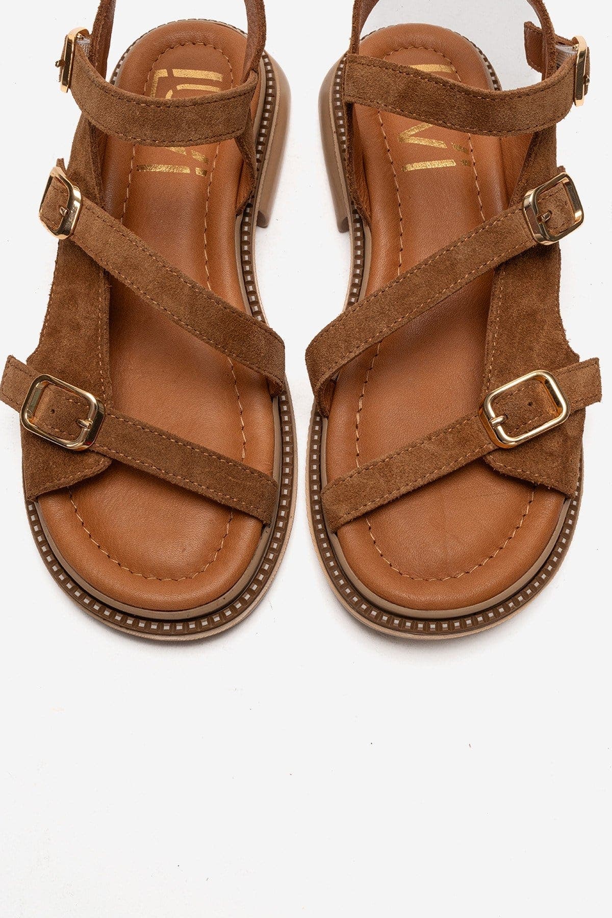 Morez Leather Sandal, Alternate, color, Cognac Suede