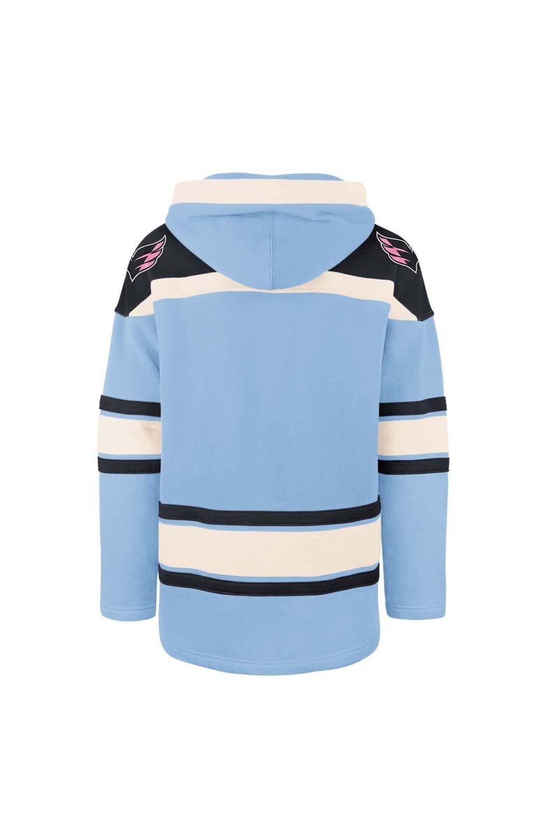 '47 Men's '47 Light Blue Washington Capitals Cherry Blossom Lacer Pullover Hoodie, Alternate, color, Light Blue