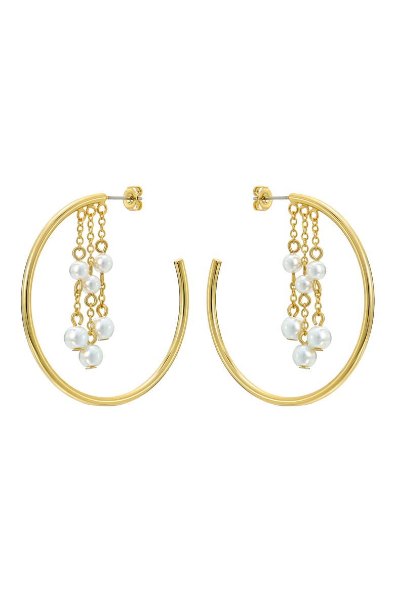Casey Cascade Hoop Earrings, Alternate, color, GOLD TONE/ PEARL