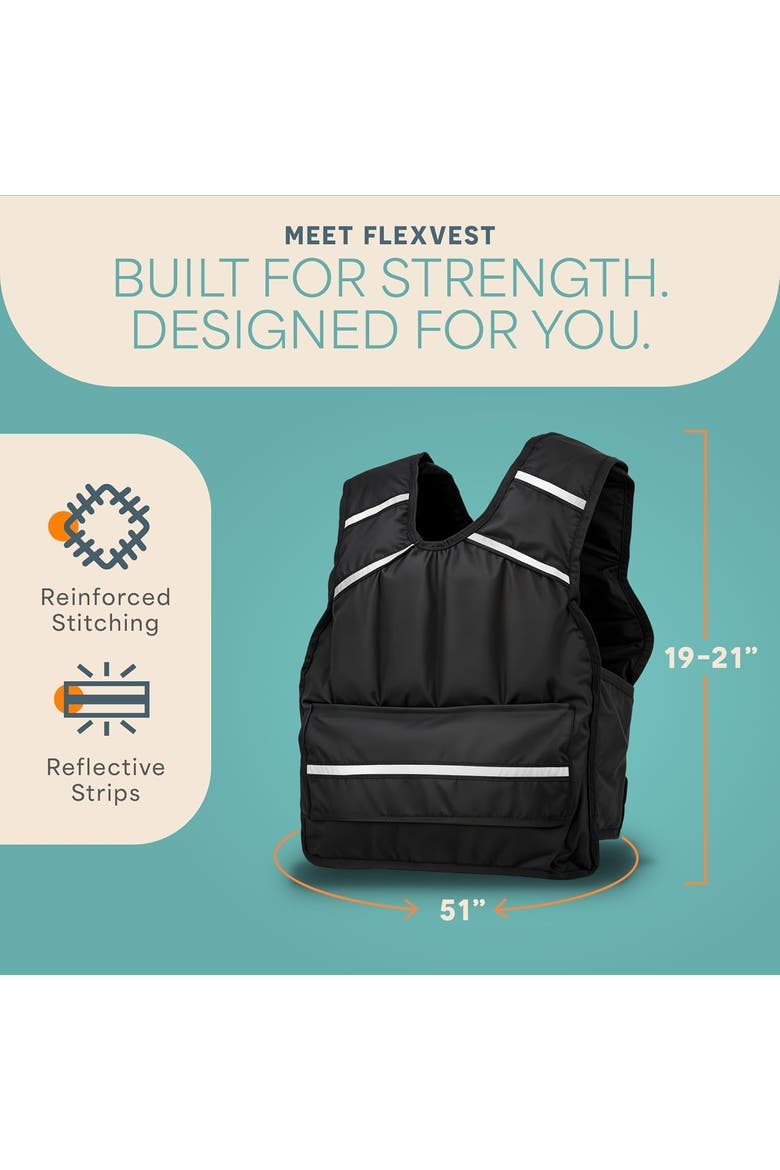 Flexvest Adjustable Weighted Vest for Women & Men 15 or 20 lb Workout Vest for Running, Cardio, Strength Training, Alternate, color, Black for Men