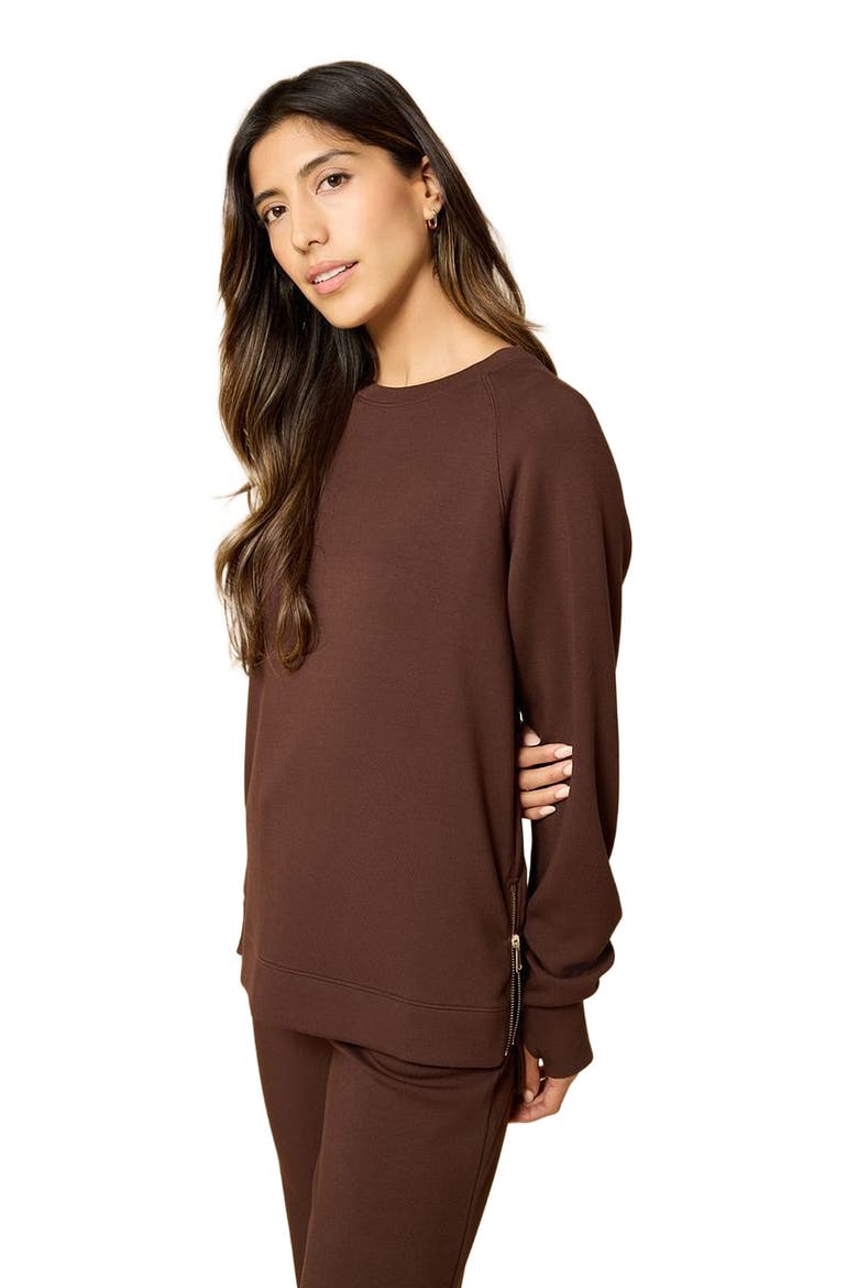 Athleisure Crewneck and Crop Pant Set, Alternate, color, Espresso