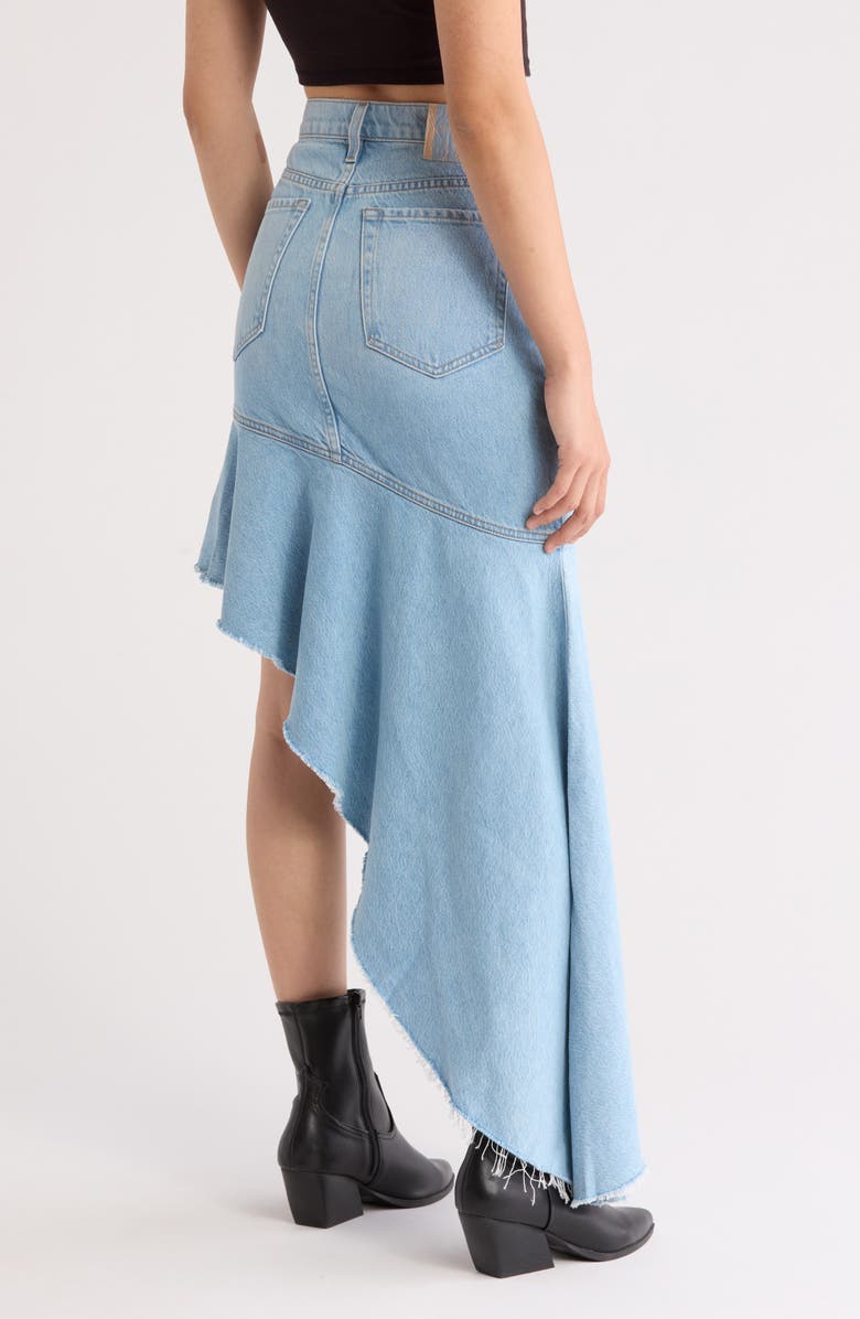 MOTHER The Crinkle Cut Asymmetric Denim Skirt, Alternate, color, 