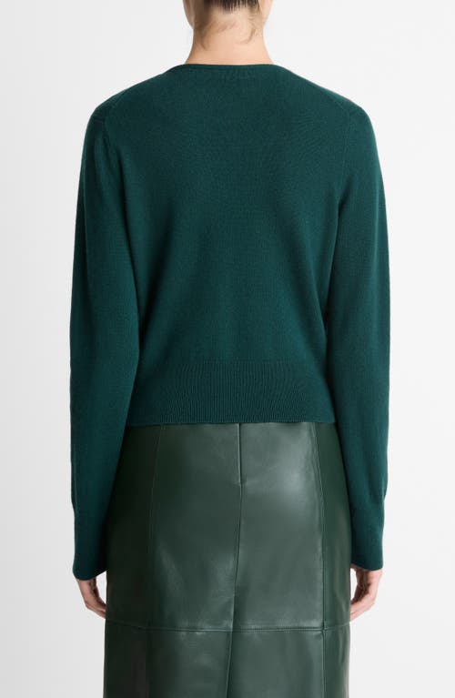 Vince Satin Button Wool & Cashmere Blend V-neck Cardigan In Green
