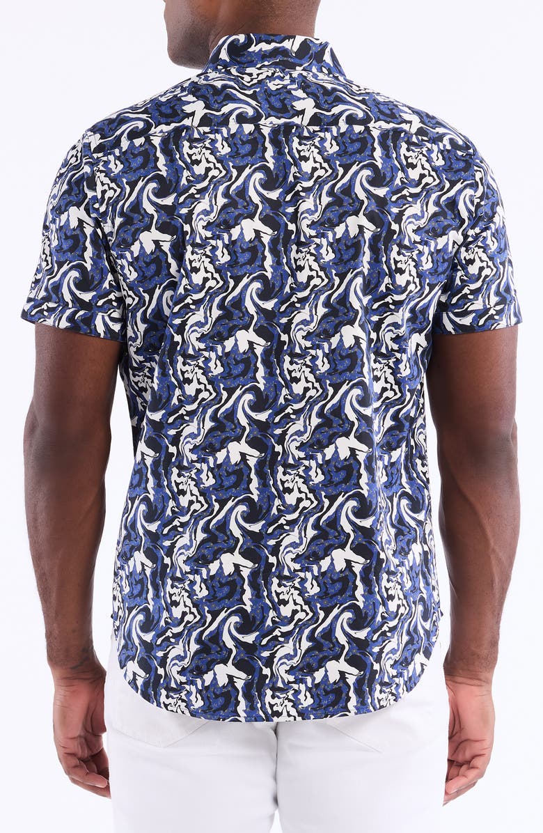 Robert Graham Yadkin Short Sleeve Cotton Button-Up Shirt, Alternate, color, Blue Multi