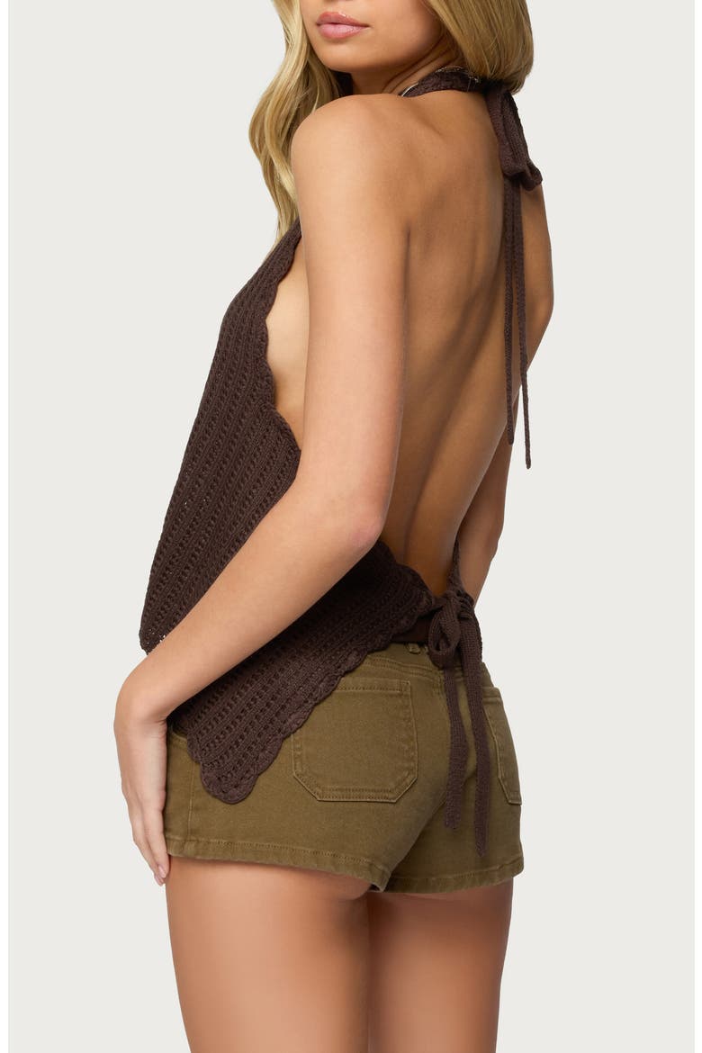 Ivey Crochet Crop Halter Top, Alternate, color, BROWN