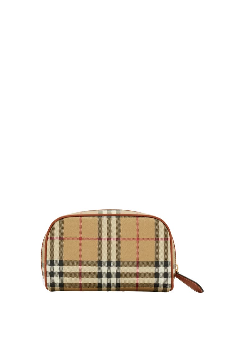 Small Check Travel Pouch, Alternate, color, Archive beige/briar brown