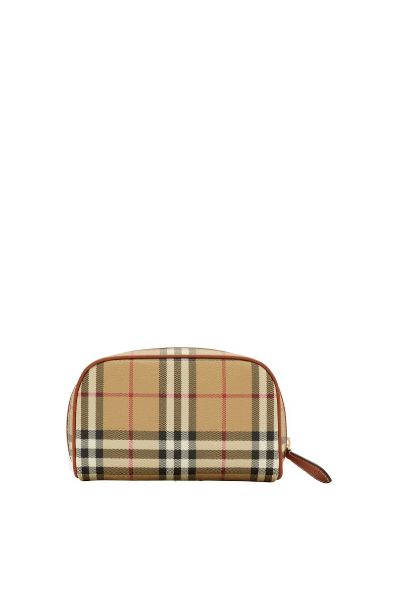 Burberry Small Check Travel Pouch, Alternate, color, Archive Beige/Briar Brown
