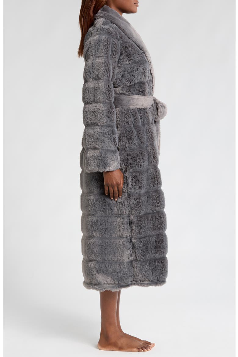 Rib Faux Fur Robe, Alternate, color, GREY PEARL