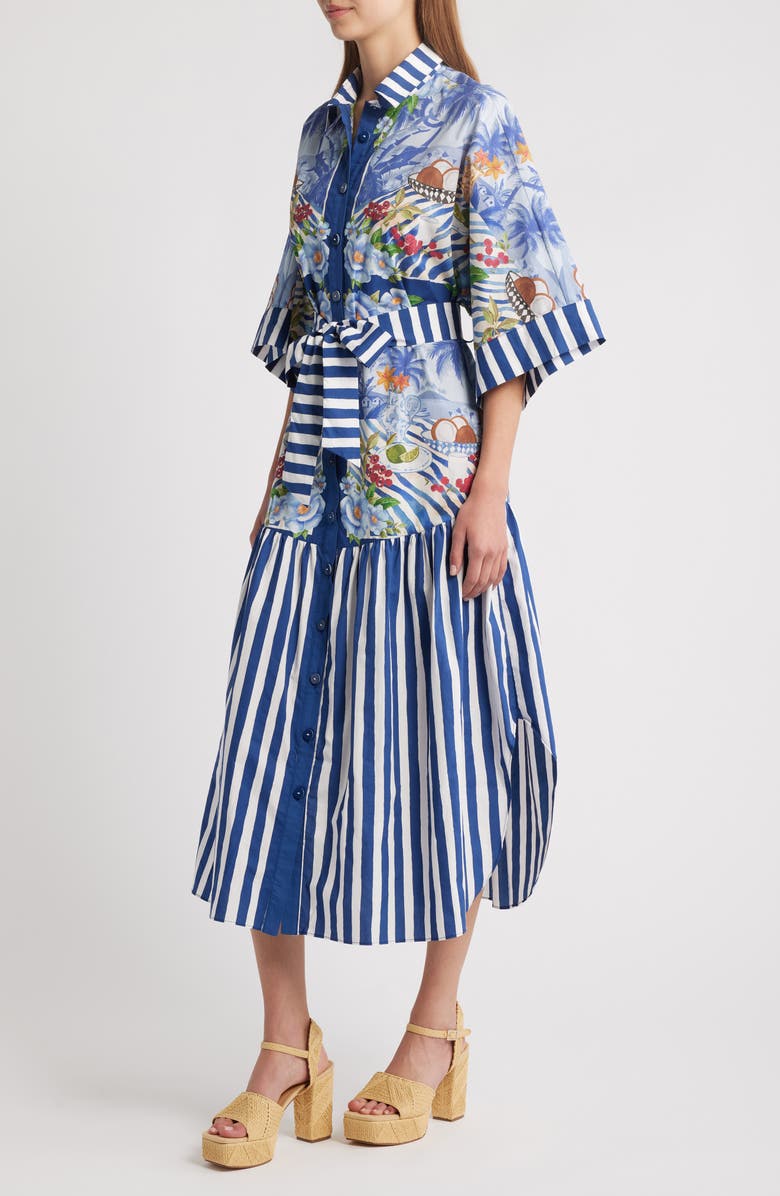 FARM Rio Fresh Table Scarf Cotton Shirtdress Dress, Alternate, color, 