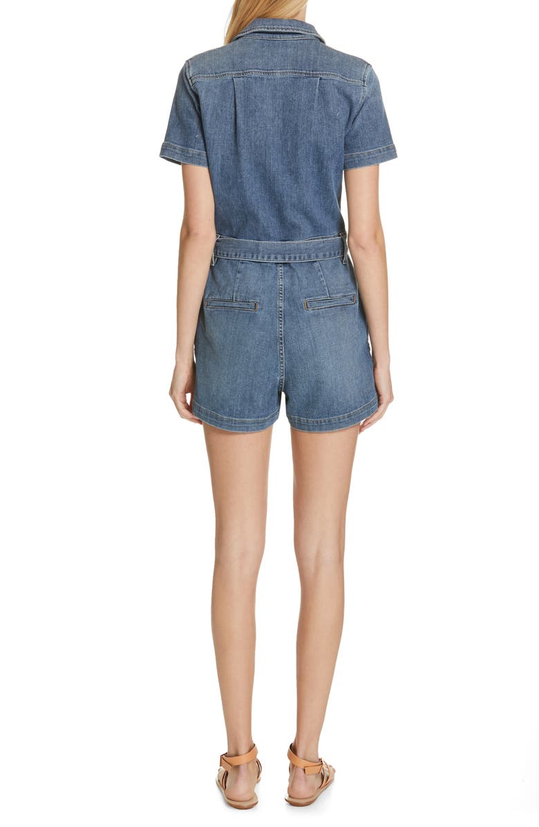 FRAME Pleated Denim Romper, Alternate, color, 