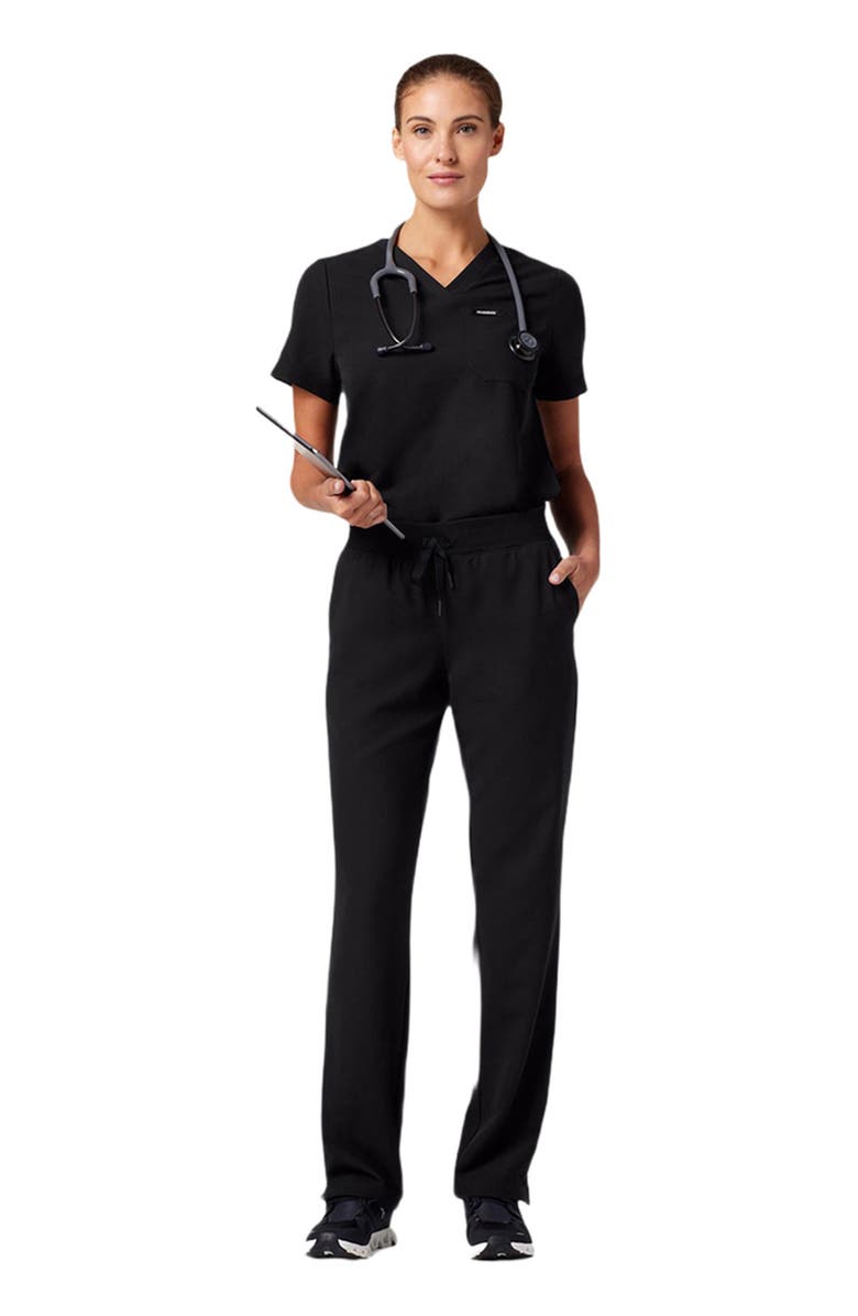 JAANUU Xenos Women's 5-Pocket Classic Mid-Rise Scrub Pant, Main, color, Black