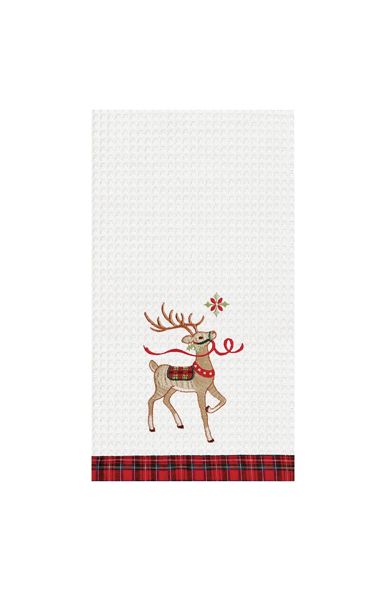 C&F Home 27" x 18" Classic Reindeer Wonderland Cotton Christmas Waffle Weave Kitchen Dish Towel Decor Decoration, Main, color, 