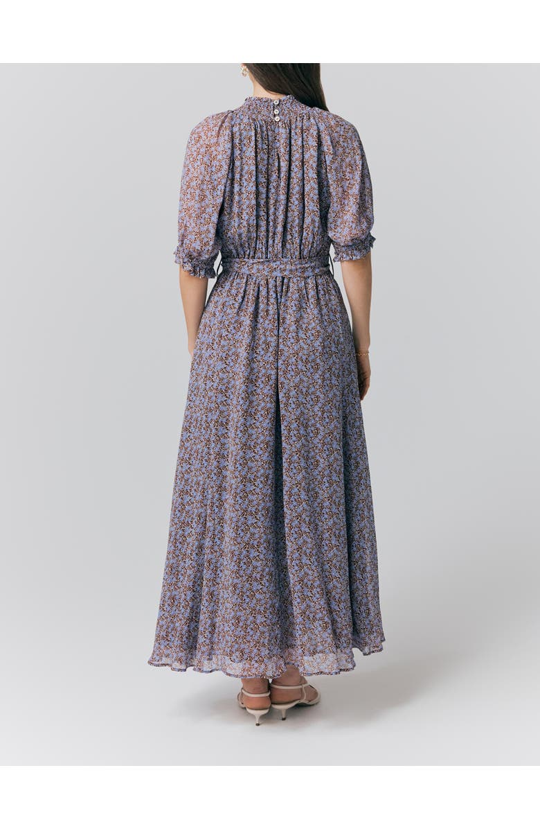 Ghost London Effie Georgette Ditsy Midi Dress, Alternate, color, Purple Dot Flowers