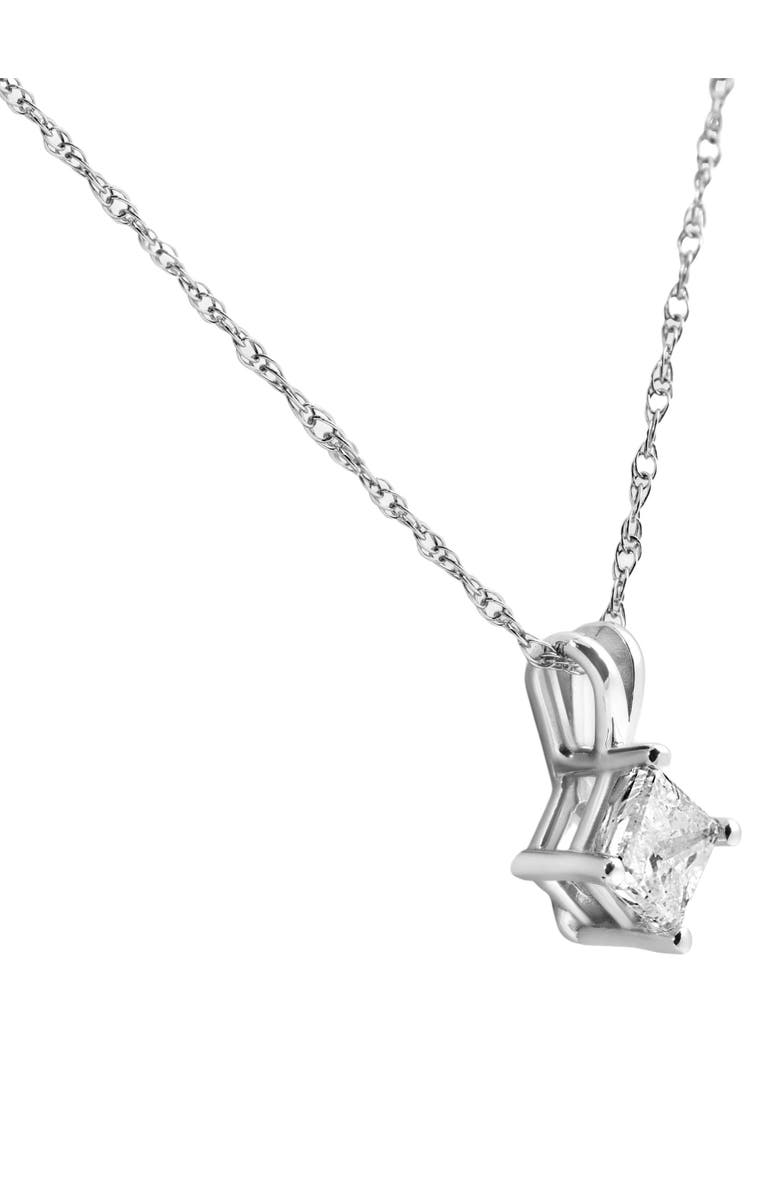 Bliss Diamond 1Ct Princess Cut Diamond Solitaire Pendant 14k Gold Necklace Lab Grown, Alternate, color, 14K White Gold