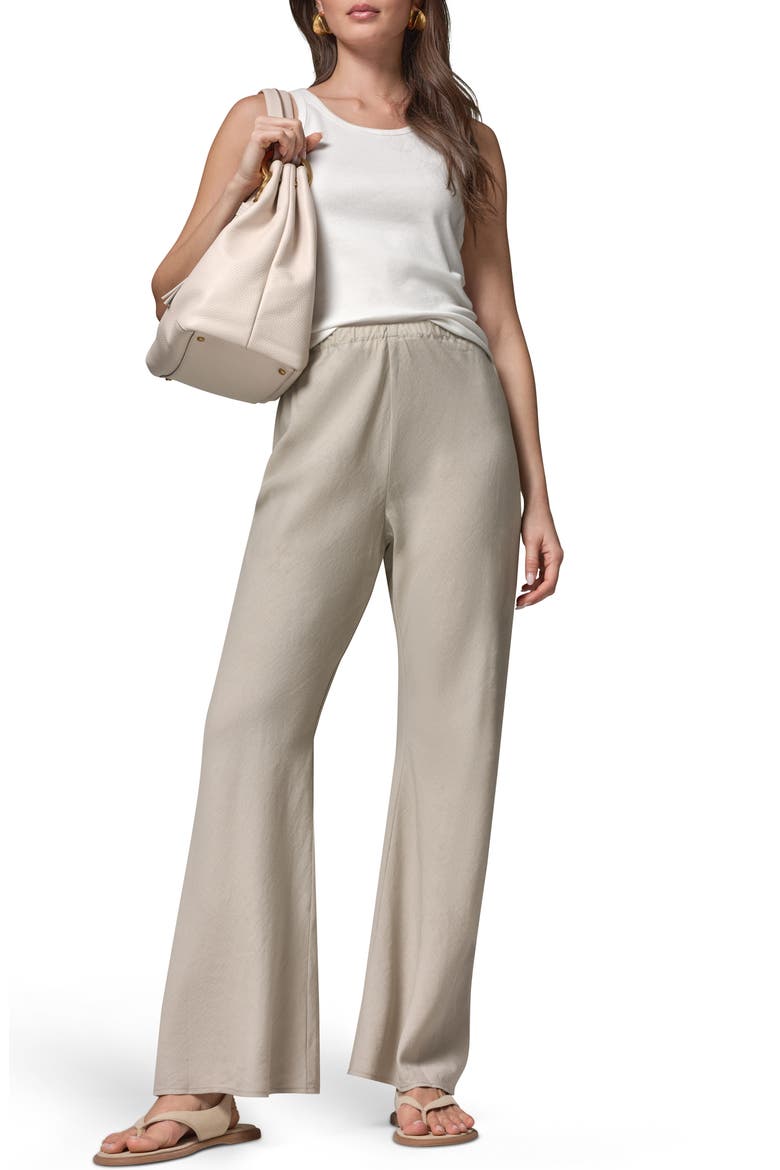 Linen Blend Ankle Wide Leg Pants, Alternate, color, SANDSTONE