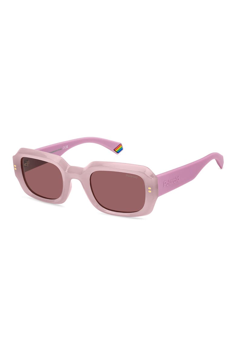 51mm Polarized Rectangular Sunglasses, Alternate, color, PINK/ VIOLET POLAR