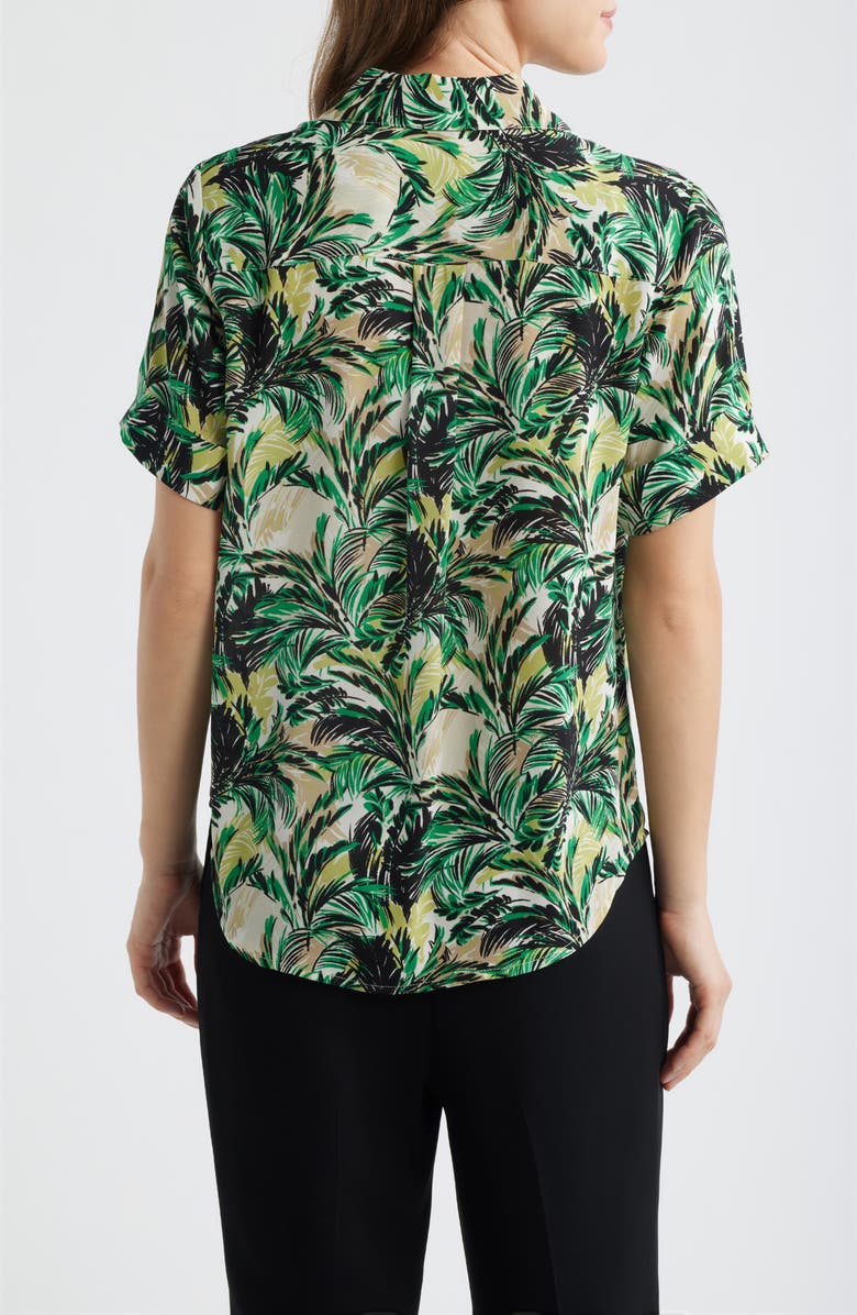 AK ANNE KLEIN Tropical Print Short Sleeve Button-Up Shirt, Alternate, color, 