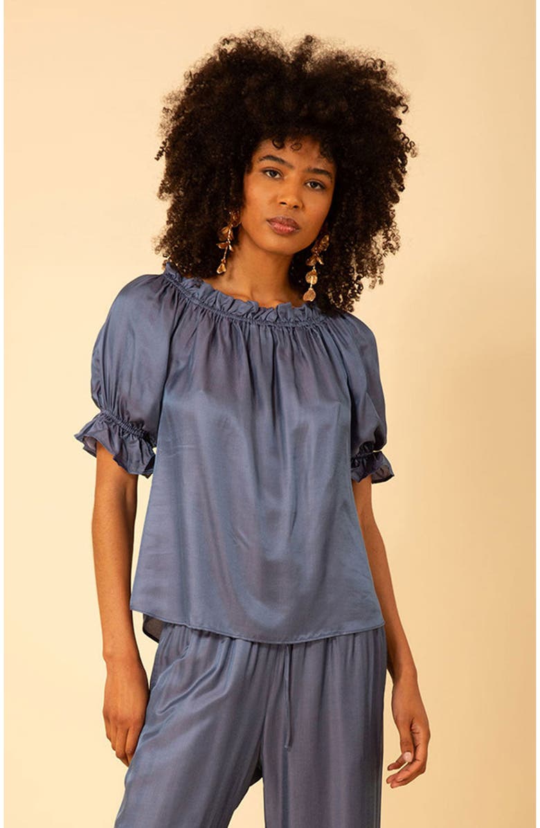 Hale Bob Tatum Solid Charmeuse Balloon Sleeve Top, Alternate, color,