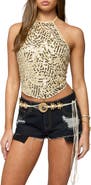 EDIKTED Ilaria Seqiun Halter Lace-Up Top