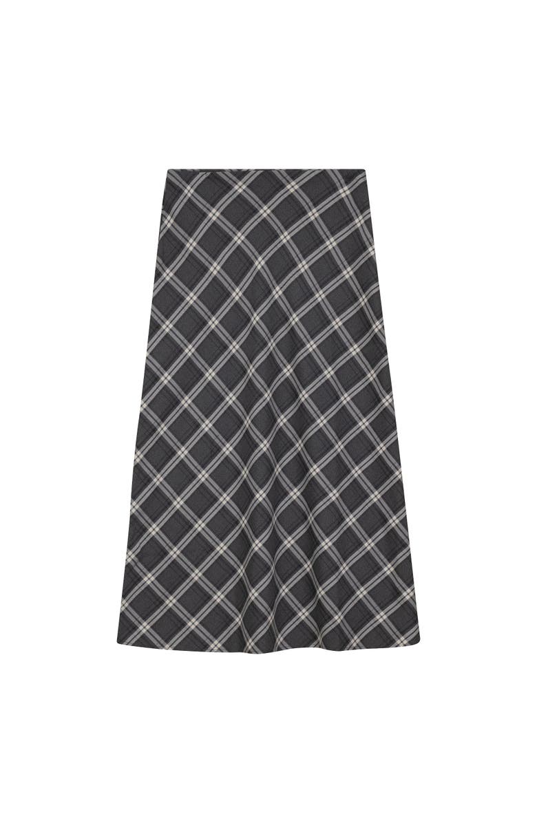 Midi Plaid Wool Invisible Zipper Skirt, Main, color, Charcoal