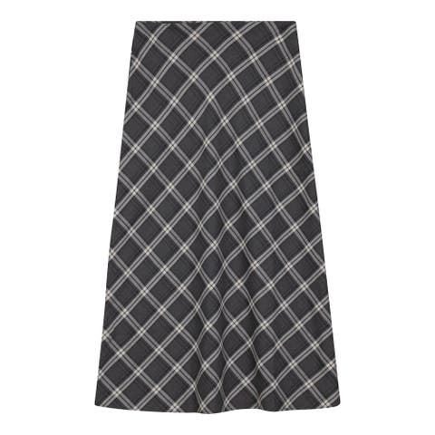 Plaid Wool Invisible Zipper Skirt
