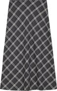 Midi Plaid Wool Invisible Zipper Skirt