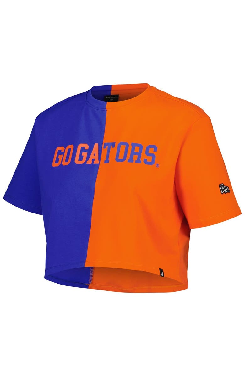 Hype and Vice Women's Hype and Vice Royal/Orange Florida Gators Color Block Brandy Cropped T-Shirt, Alternate, color, 
