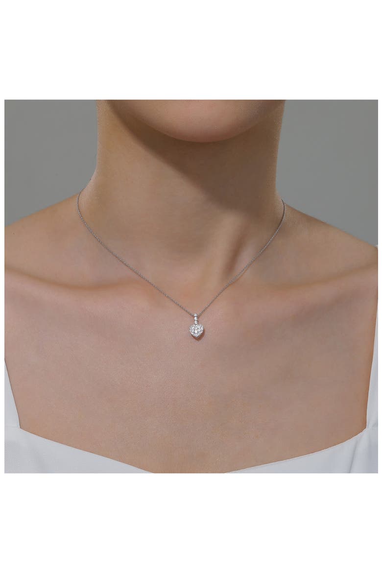 Simulated Diamond Heart Pendant Necklace, Alternate, color, SILVER