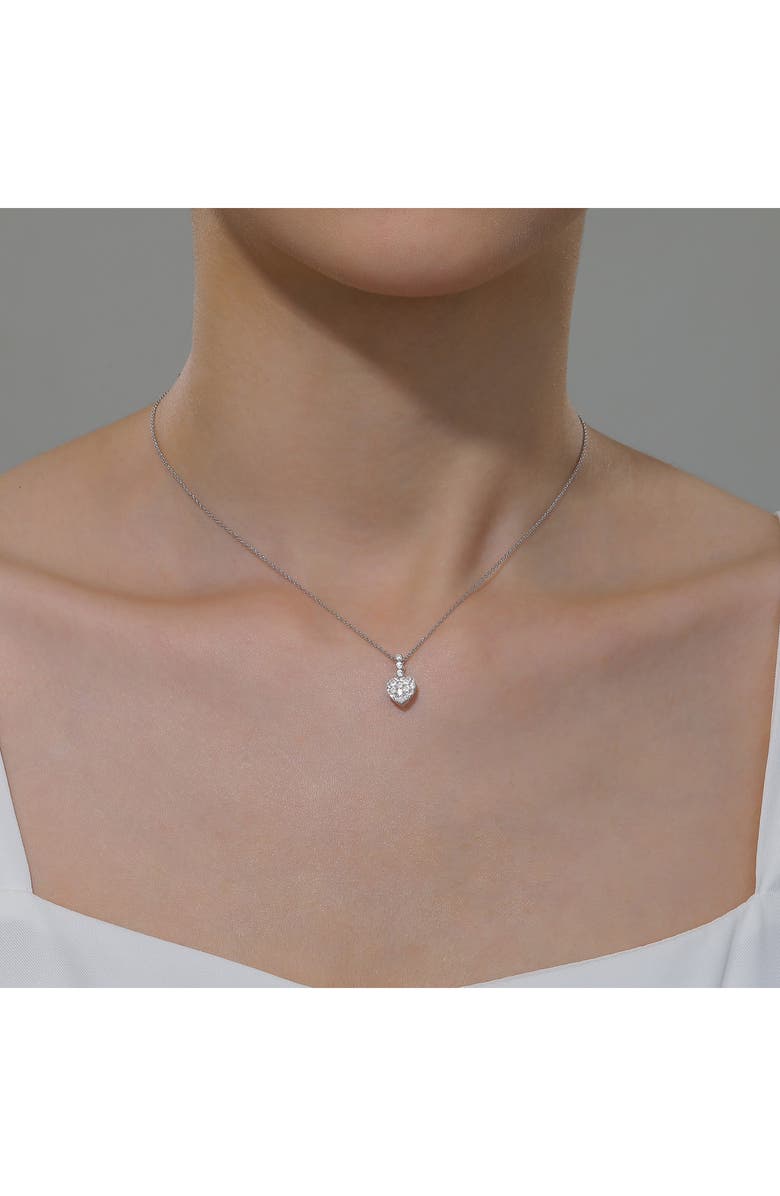 Lafonn Simulated Diamond Heart Pendant Necklace, Alternate, color, Silver