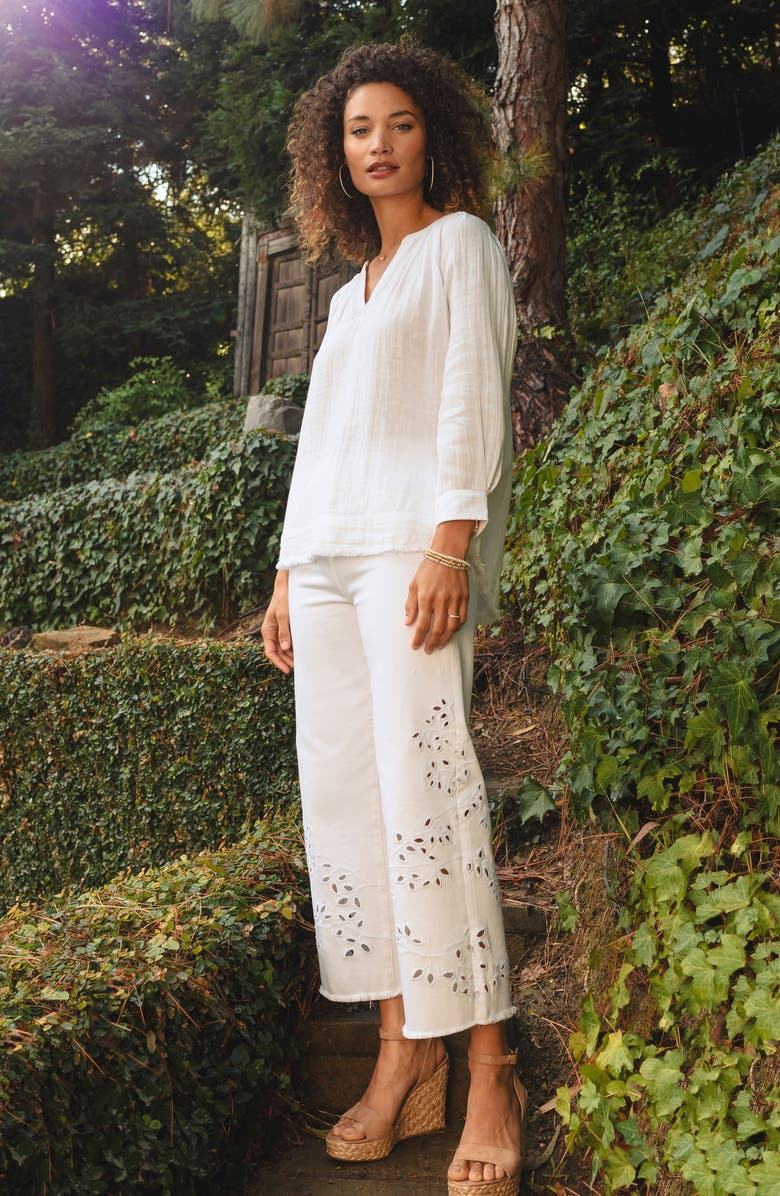 Liverpool Los Angeles Pleat Detail Raglan Sleeve Gauze Top, Alternate, color, 