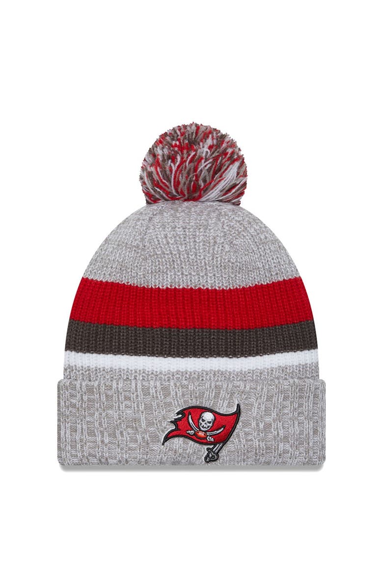 New Era Men's New Era Heather Gray Tampa Bay Buccaneers Cuffed Knit Hat with Pom, Main, color,