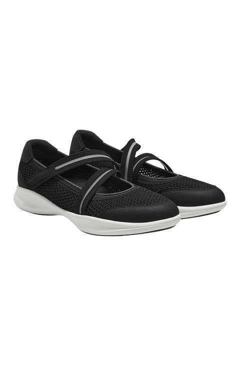 Isabeli Round-Toe Mesh Mary-Jane Sneaker Flats