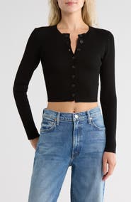Blu Pepper Button Front Crop Cardigan