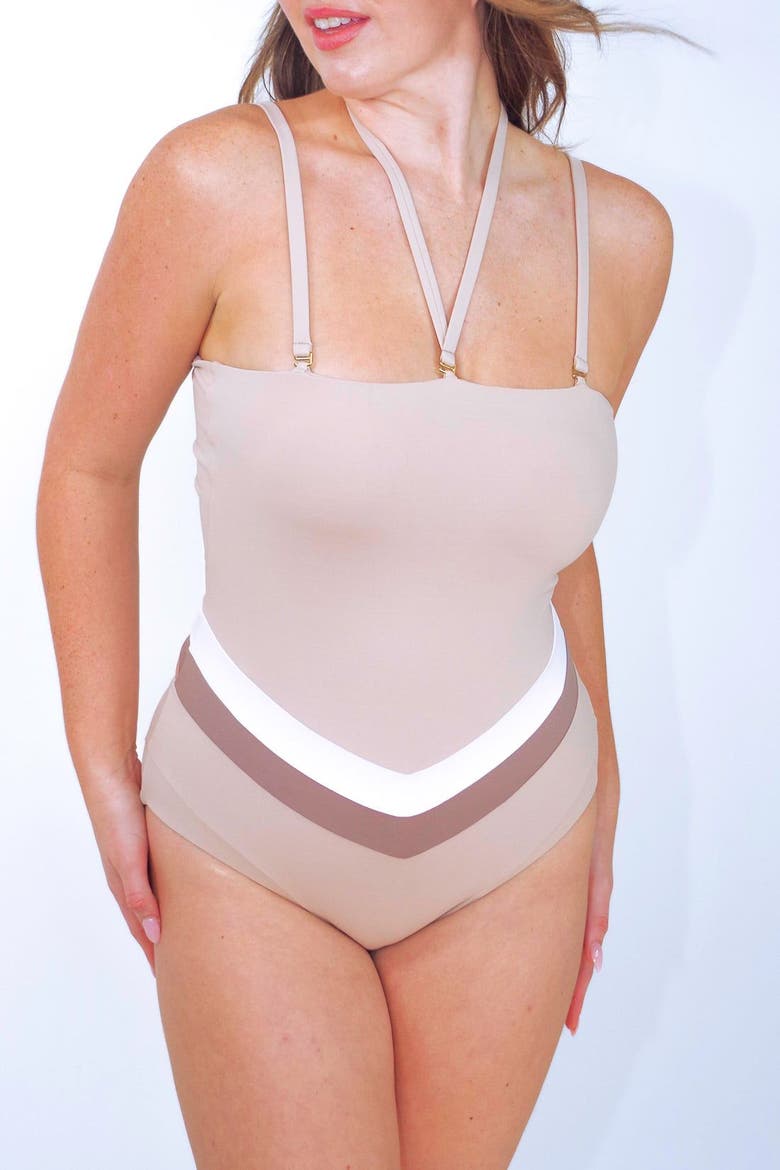 Vee Convertible One Piece Swimsuit, Alternate, color, Nude