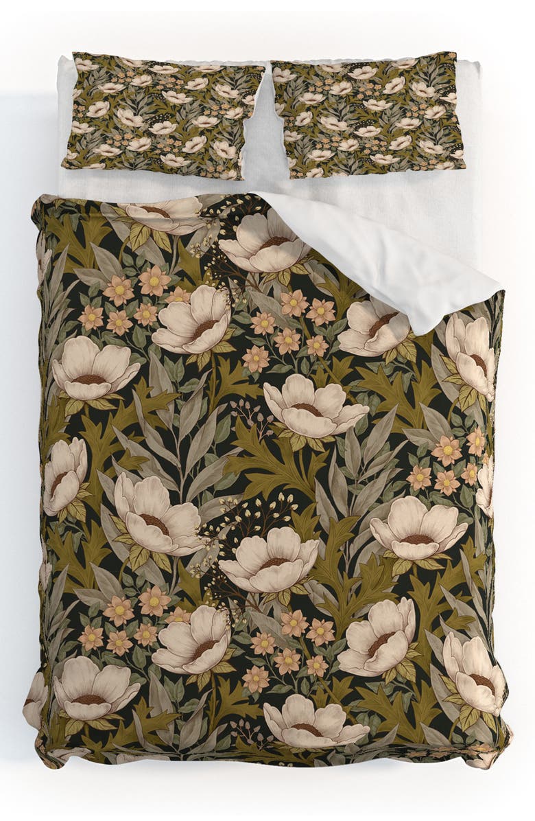 Deny Designs Floral Meadow Spring Green Duvet Cover & Shams Set, Alternate, color, Green