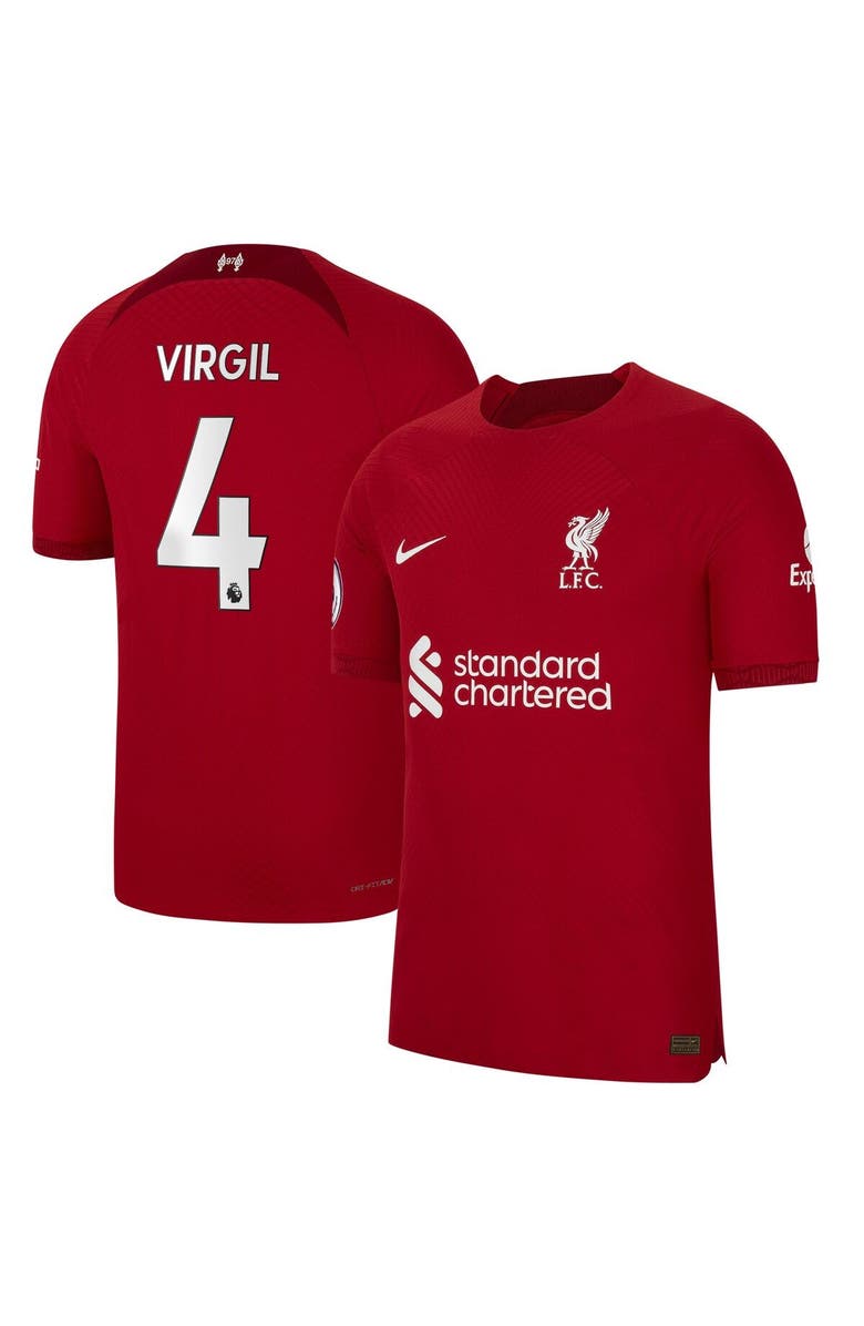 Nike Men's Nike Virgil Van Dijk Red Liverpool 2022/23 Home Authentic Player Jersey, Alternate, color, 