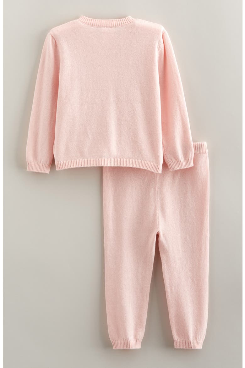 Pointelle Heart Cardigan & Sweater Pants Set, Alternate, color, PINK LOTUS
