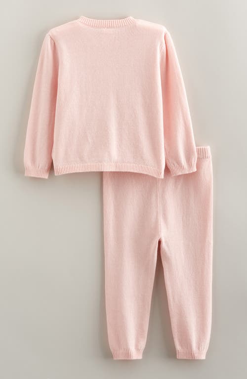 Nordstrom Pointelle Heart Cardigan & Sweater Pants Set In Pink