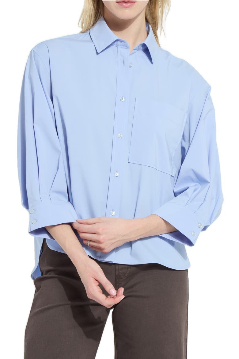 Enid Oversized Cropped Shirt, Main, color, FORGET-ME-NOT BLUE