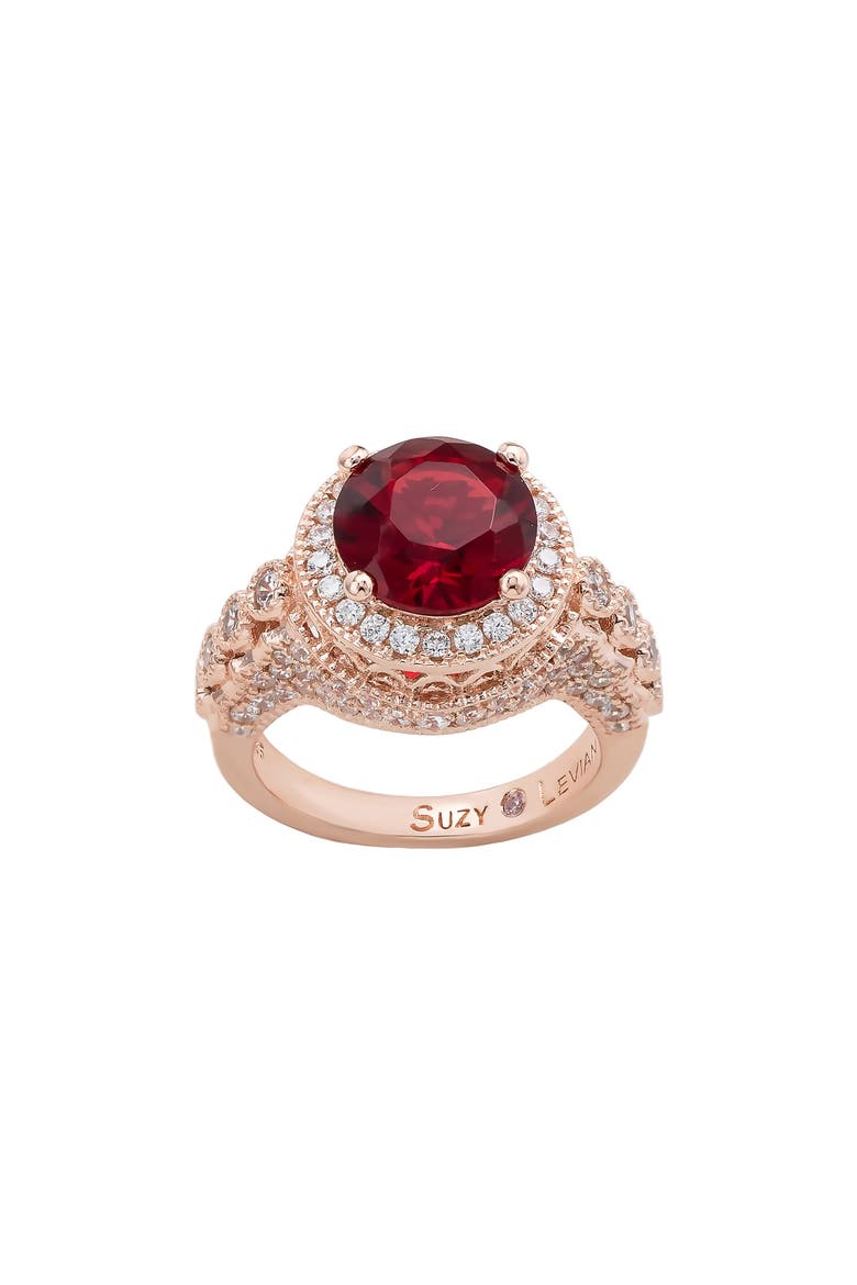 Cubic Zirconia Pavé Ring, Alternate, color, RED