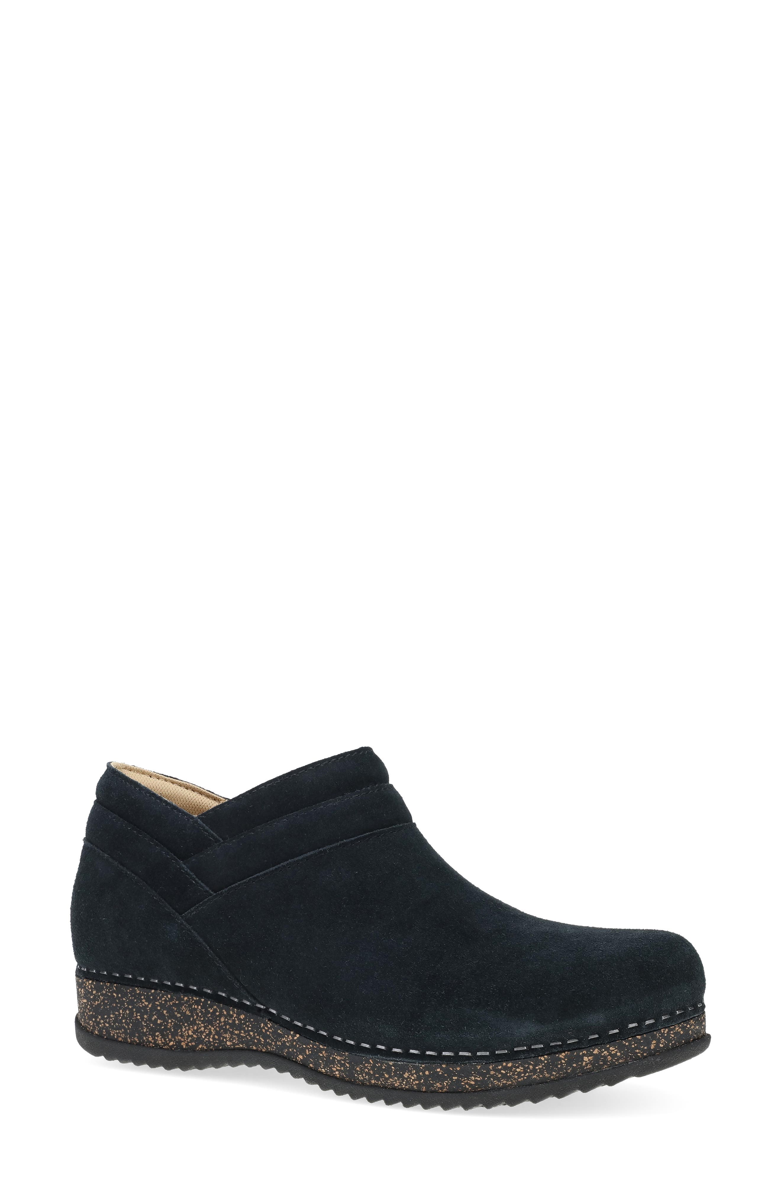 Dansko Muriel Bootie, Main, color, Black Suede