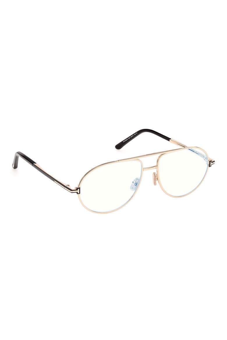 56mm Pilot Optical Glasses, Alternate, color, SHINY ROSE GOLD ROSE GOLD T L