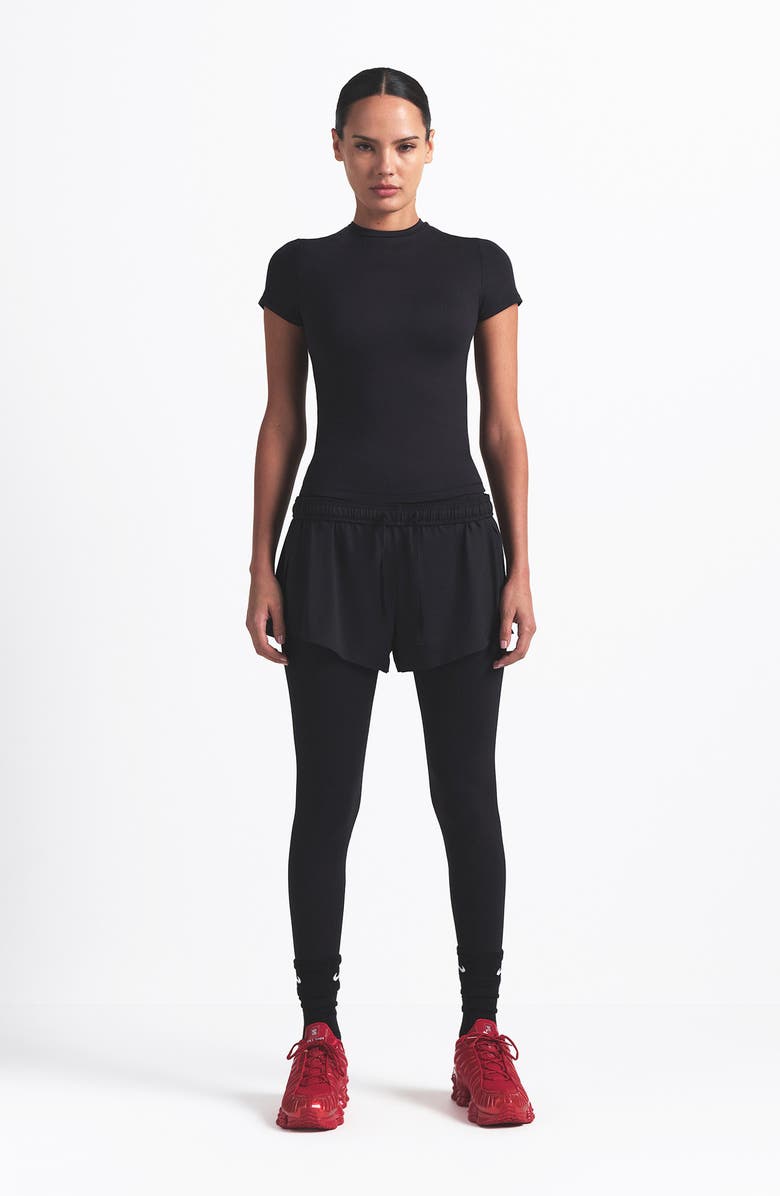 NikeSKIMS Matte Padded Baby Tee, Alternate, color, Obsidian