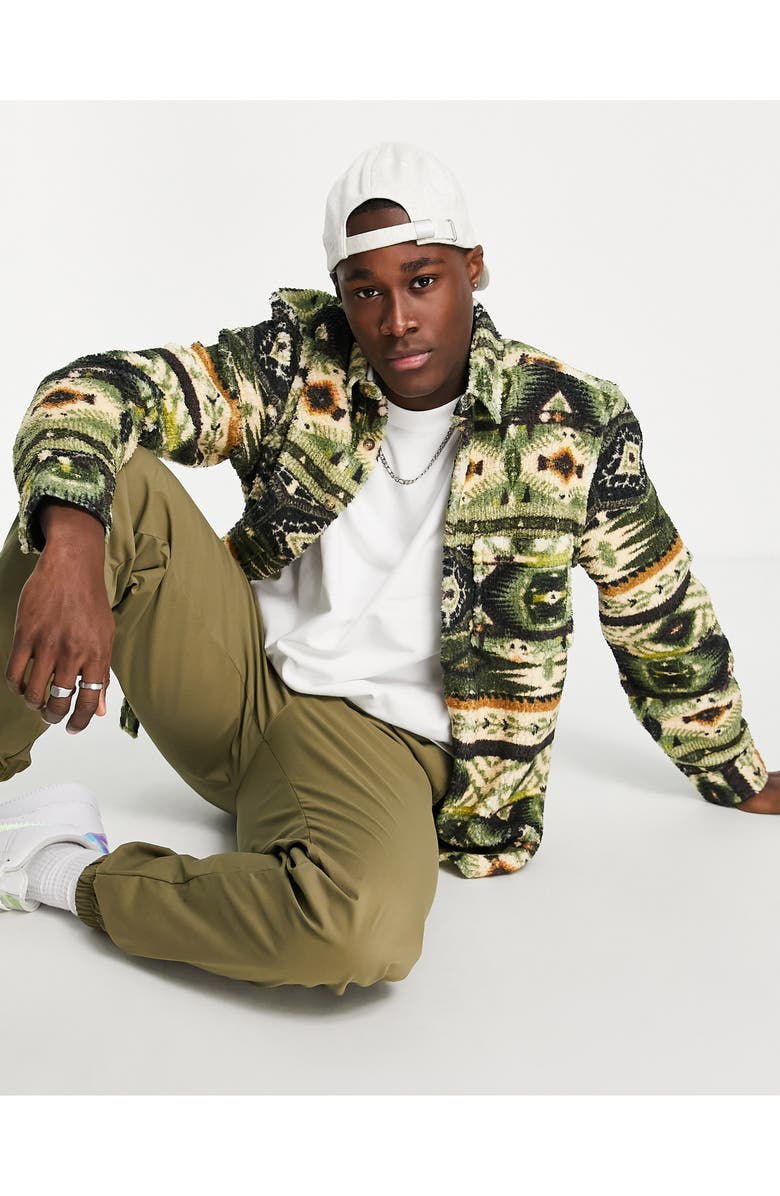 Topman High Pile Fleece Overshirt, Alternate, color,