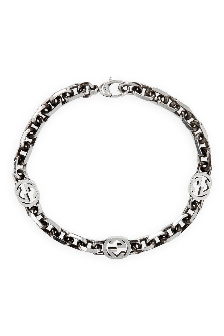 Interlocking-G Chain Bracelet, Main, color, SILVER