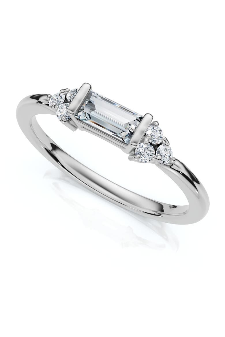 Emerald Diamond Stackable Wedding Ring Women Anniversary Band 14k Gold Lab Grown, Alternate, color, 14k White Gold