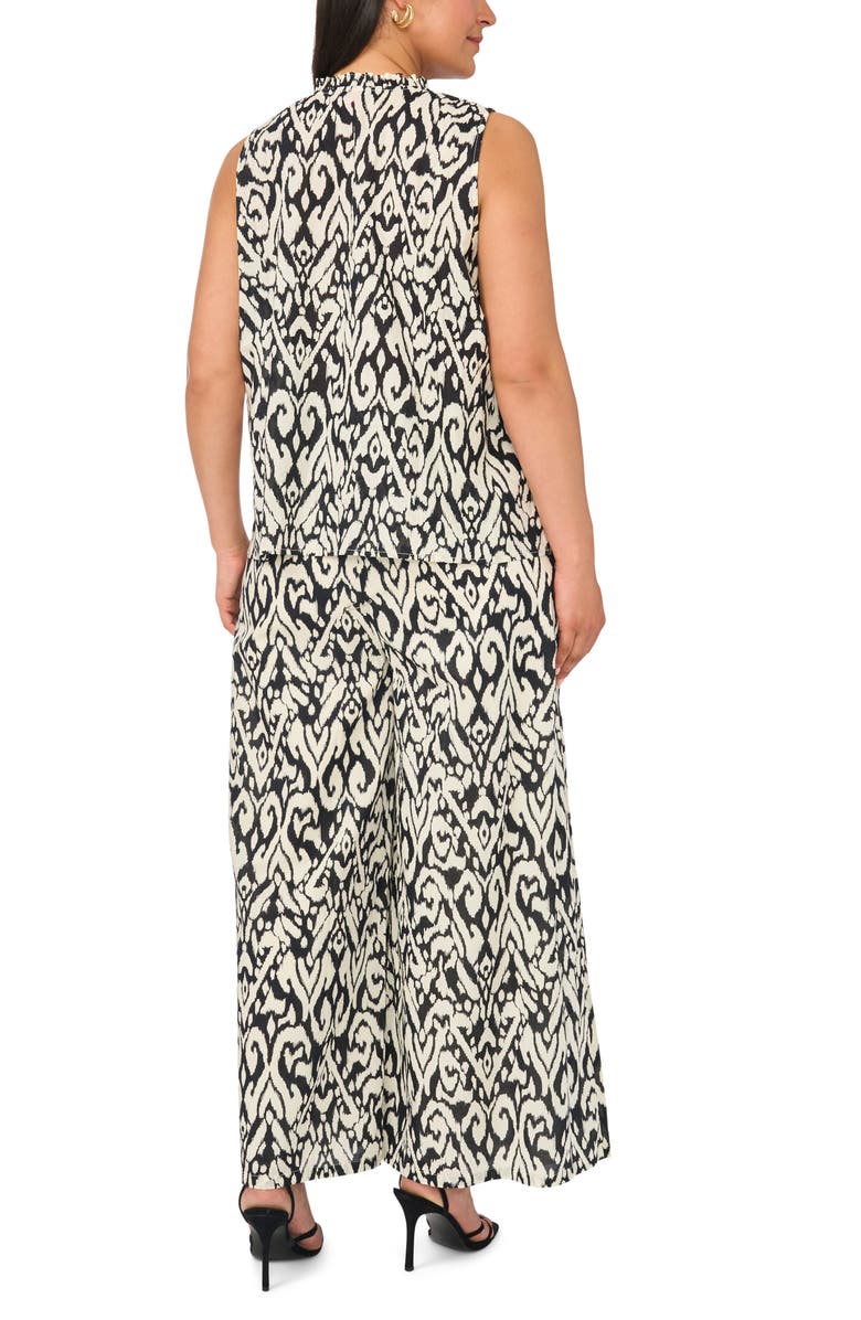 Vince Camuto Smocked Waist Crop Wide Leg Cotton Pants, Alternate, color, Rich Black