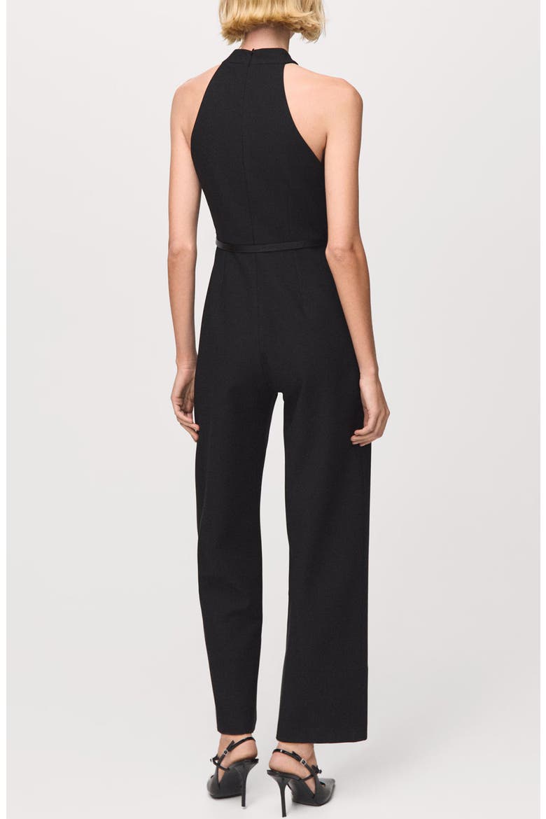 Cutaway Sleeveless Jumpsuit, Alternate, color, BLACK