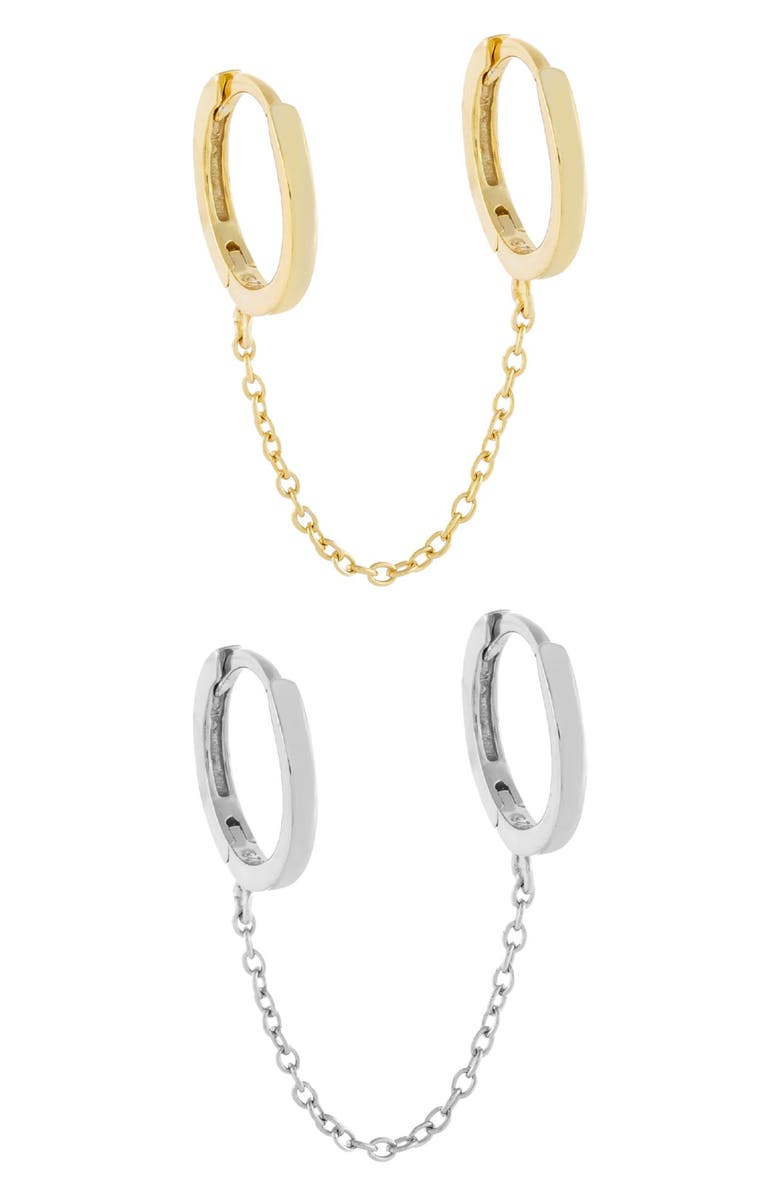 BY ADINA EDEN Set of 2 Two-Tone Chain Huggie Hoop Earrings, Main, color, 