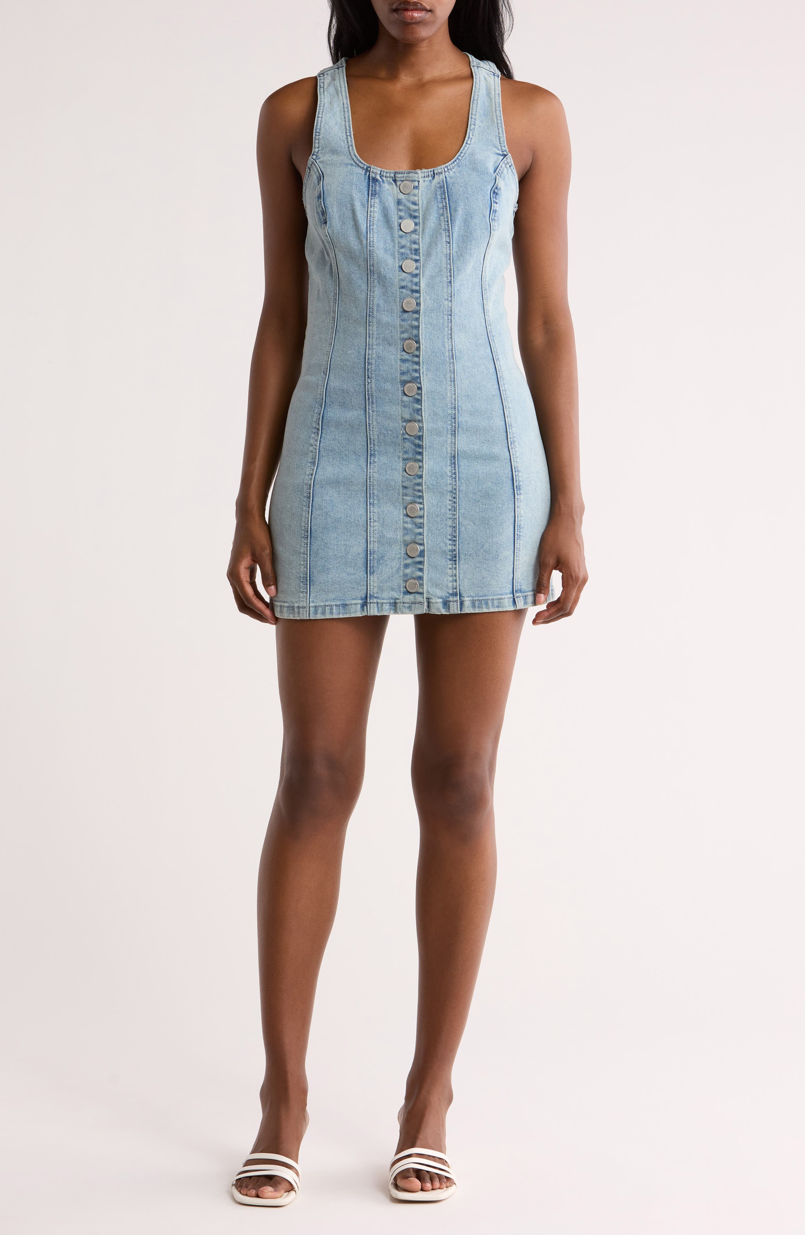 BLANKNYC Racerback Denim Body-Con Minidress